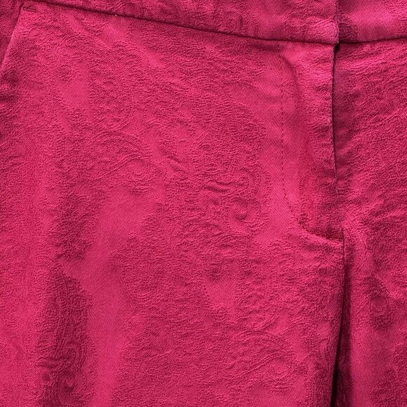 Tommy Hilfiger Red Jacquard Velvet-Like Trousers Size 6 | Textured Dress Pants - Picture 2 of 10